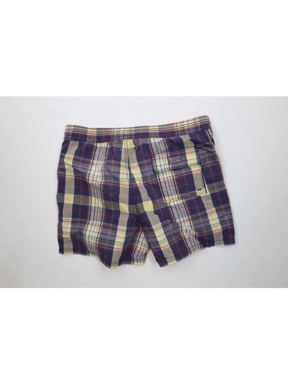 Vtg 90s Ralph Lauren Mens Medium Faded Rainbow Madras Plaid Lined Shorts Swim